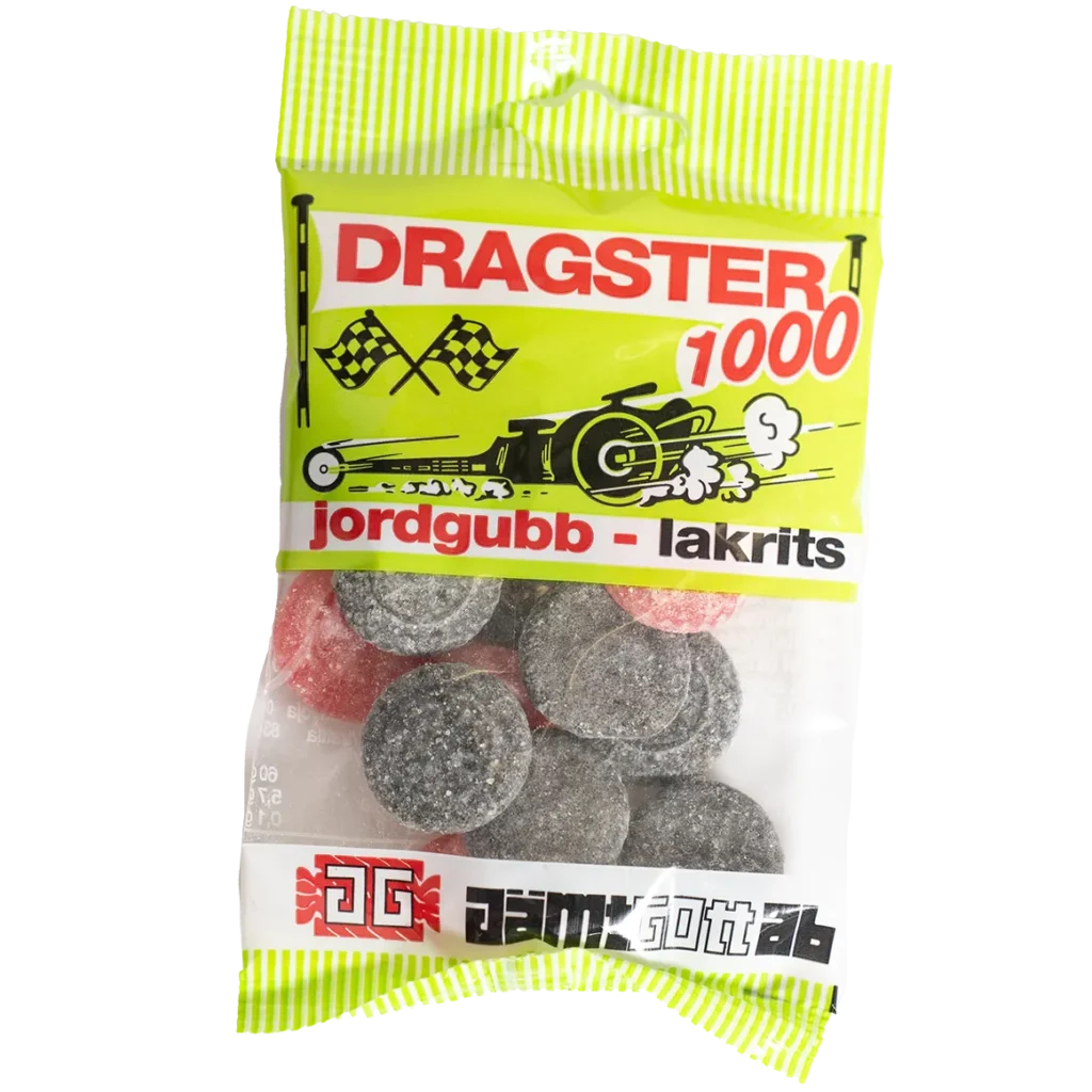 Porin makeistukku, Dragster 1000 jordgubb - lakrits